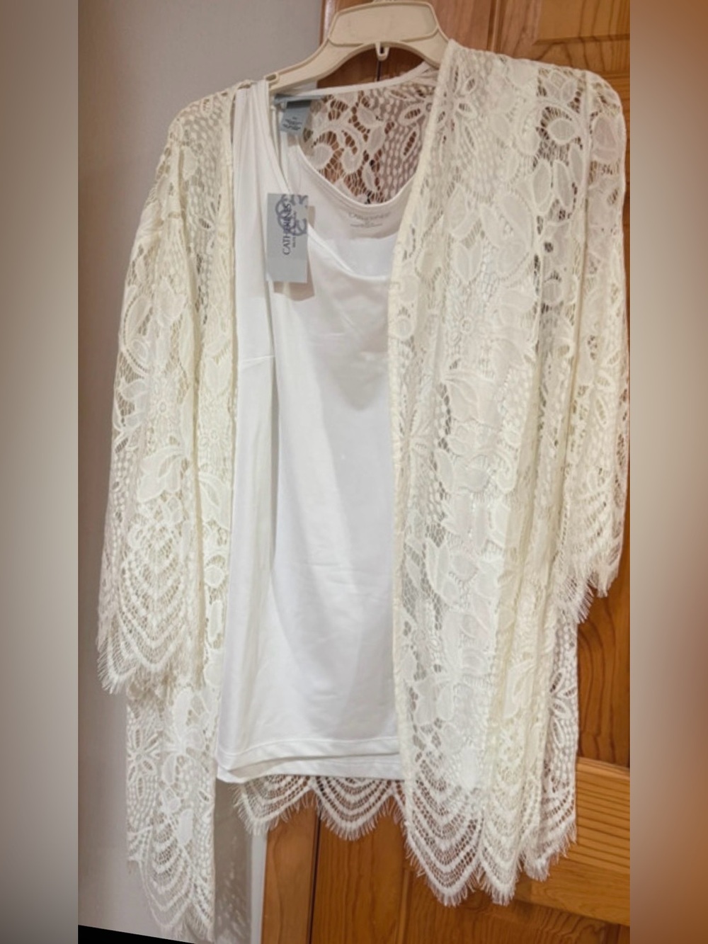 NWT Catherine’s Crochet Lace Open Kimono Cardigan in Ivory XXL